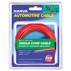 NARVA CABLE SINGLE CORE 3MM 10A 15M RED