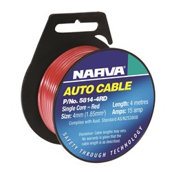 NARVA CABLE S/CORE 4MM 15A 4M RED