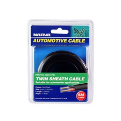 NARVA 15A 4MM TWIN CABLE 5M RED/BLACK