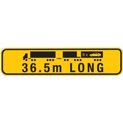 WA 36.5M LONG ROAD TRAIN B-DOUBLE WARNING SIGN - ONE PIECE - ALUMINIUM