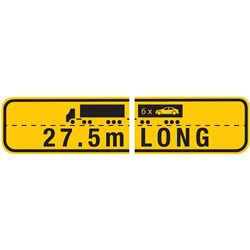 WA 27.5M LONG ROAD TRAIN B-DOUBLE WARNING SIGN - TWO PIECE HINGED - ALUMINIUM